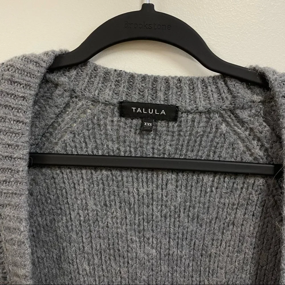 Aritzia Talula Open Front Cardigan Long Length Wool Blend Grey - Picture 4 of 8
